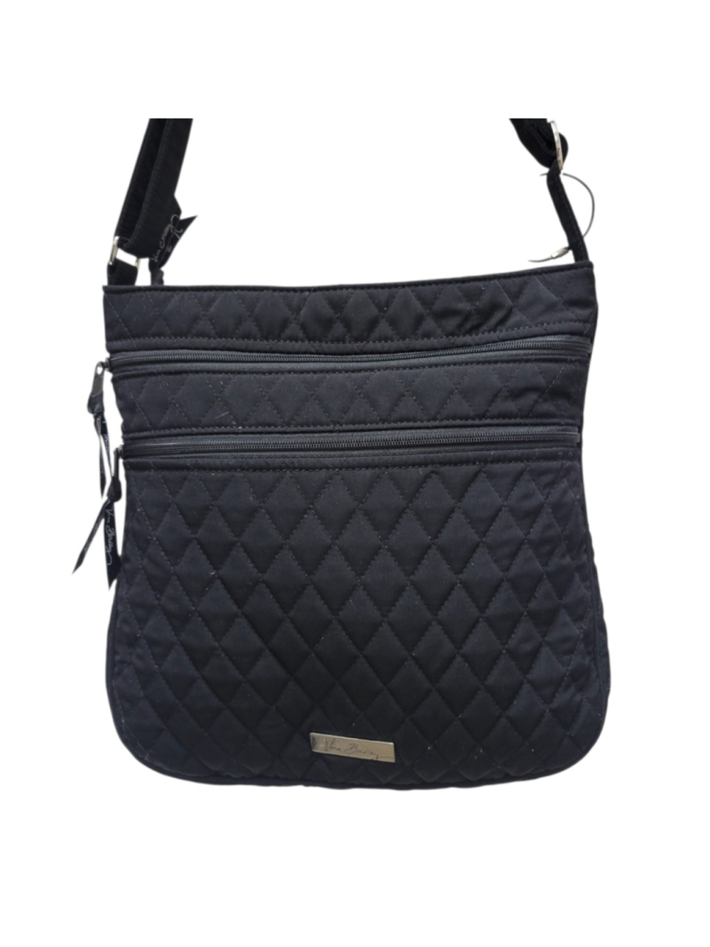 Vera Bradley Black Slim Quilted Adjustable Strap Shoulder Crossbody Purse Bag - Picture 4 of 6